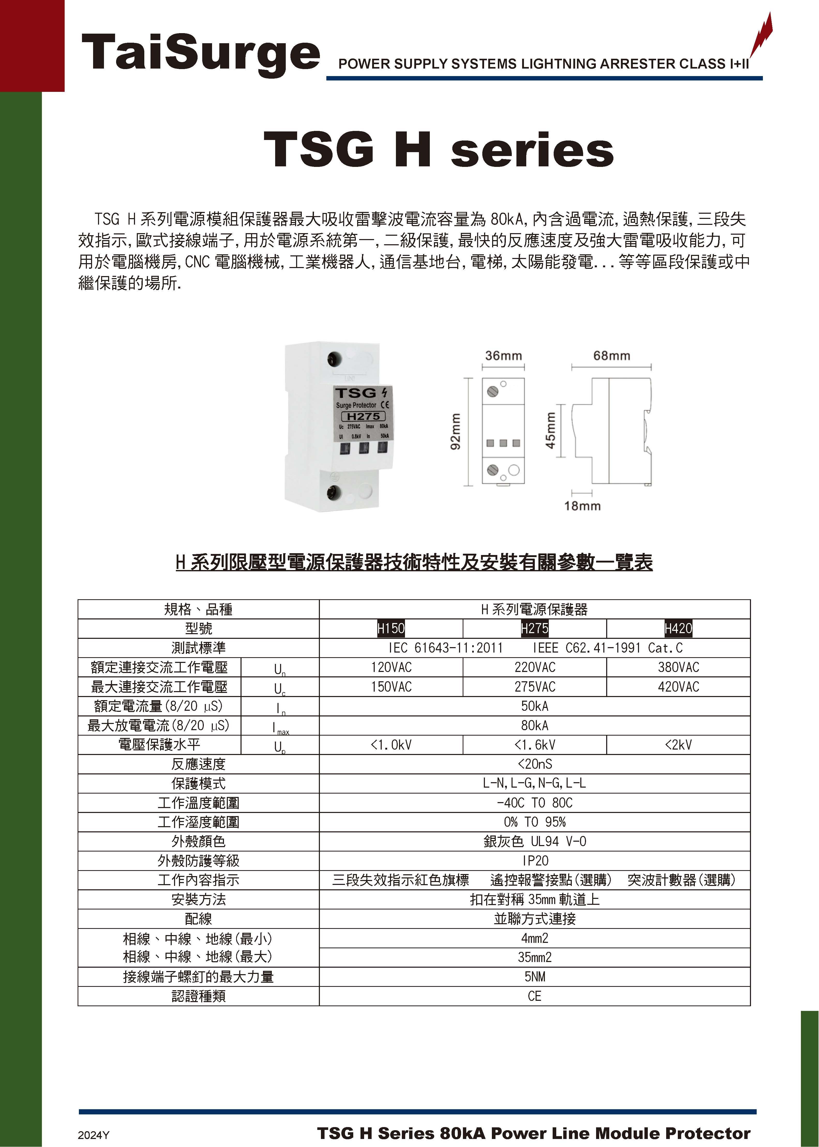第 1 頁 - TSG 電源模組保護器型錄